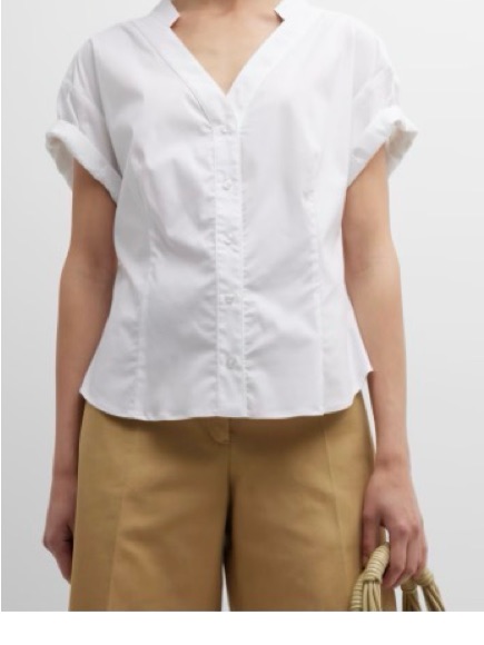 Finley Diamond Top Silky Poplin Shirt - Xs